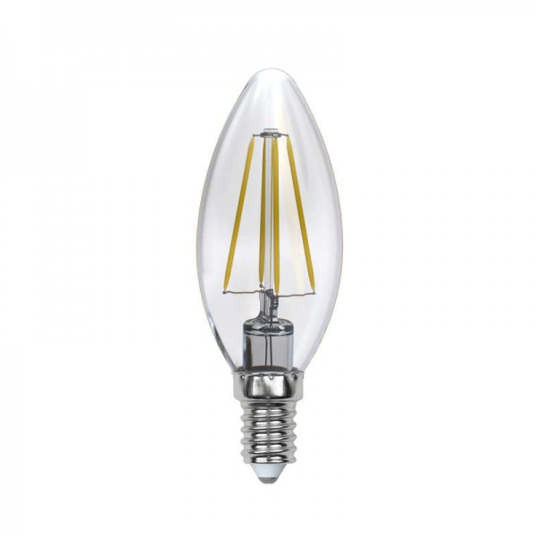  Лампа светодиодная LED-C35-5W/NW/E14/CL/DIM GLA01TR форма "свеча" прозр. Air бел. 4000К диммир. упак. картон Uniel UL-00002862 