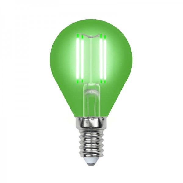  Лампа светодиодная LED-G45-5W/GREEN/E14 GLA02GR форма "шар" Air color зел. упак. картон Uniel UL-00002987 