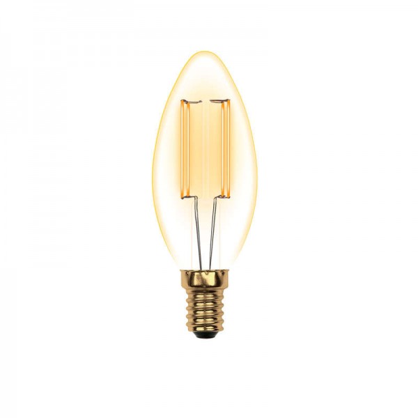  Лампа светодиодная LED-C35-5W/GOLDEN/E14 GLV21GO Vintage форма "свеча" зол. колба упак. картон Uniel UL-00002396 