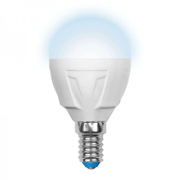  Лампа светодиодная LED-G45 7W/NW/E14/FR PLP01WH форма "шар" мат. серия "ЯРКАЯ" бел. 4000К упак. картон Uniel UL-00002417 