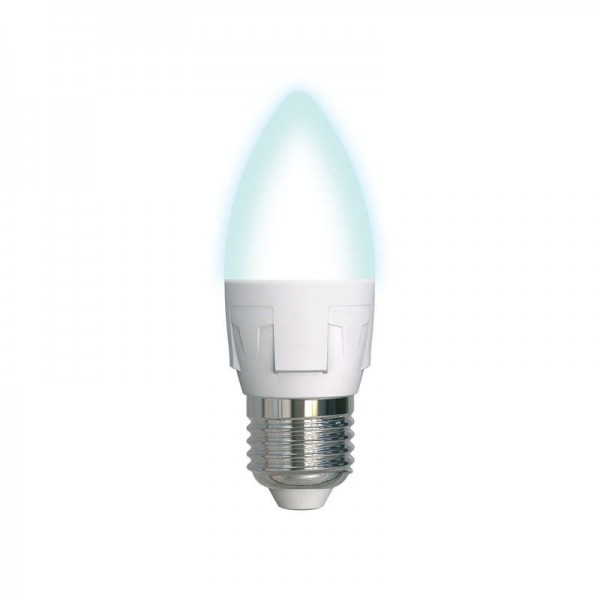  Лампа светодиодная LED-C37 7W/NW/E27/FR PLP01WH форма "свеча" мат. серия "ЯРКАЯ" бел. 4000К упак. картон Uniel UL-00002412 