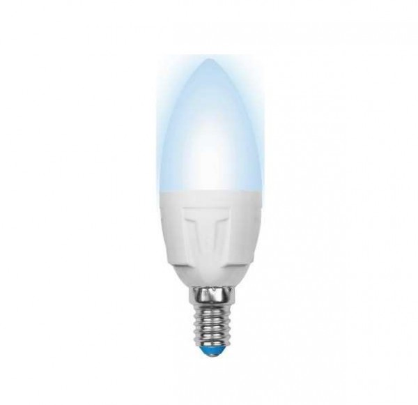  Лампа светодиодная LED-C37 7W/NW/E14/FR PLP01WH форма "свеча" мат. серия "ЯРКАЯ" бел. 4000К упак. упак. картон Uniel UL-00002411 