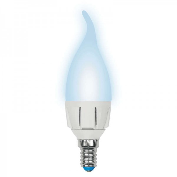  Лампа светодиодная LED-CW37-7W/NW/E14/FR PLP01WH форма "свеча на ветру" мат. Palazzo бел. упак. картон Uniel UL-00000769 