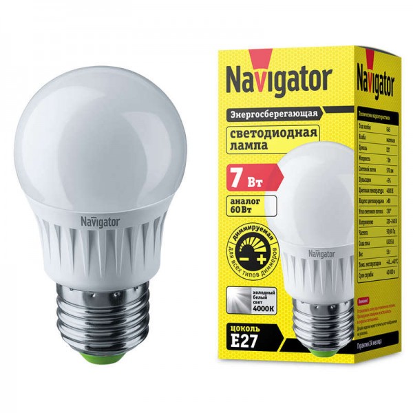  Лампа светодиодная 61 381 NLL-G45-7-230-4K-E27-DIMM Navigator 61381 