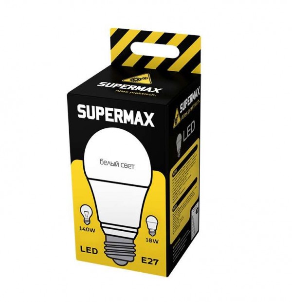  Лампа светодиодная A60 18Вт 4500К E27 220В SuperMax Sled18WA60E2745 