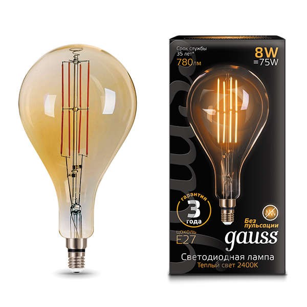  Лампа светодиодная Black Vintage Filament A160 8Вт 2400К E27 780лм 160х300мм Golden Gauss 149802008 