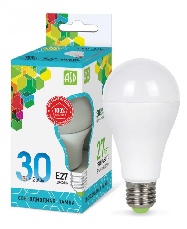  Лампа светодиодная LED-A70-std 30Вт 230В E27 4000К 2700лм ASD 4690612024653 