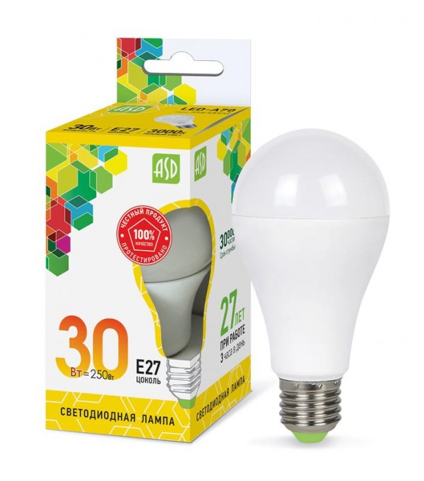  Лампа светодиодная LED-A70-std 30Вт 230В E27 3000К 2700лм ASD 4690612024639 