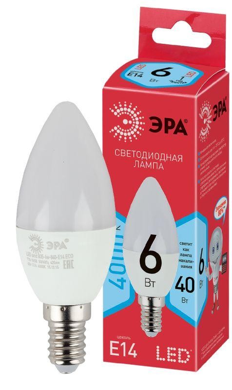  Лампа светодиодная smd B35-6w-840-E14_eco ЭРА Б0020619 