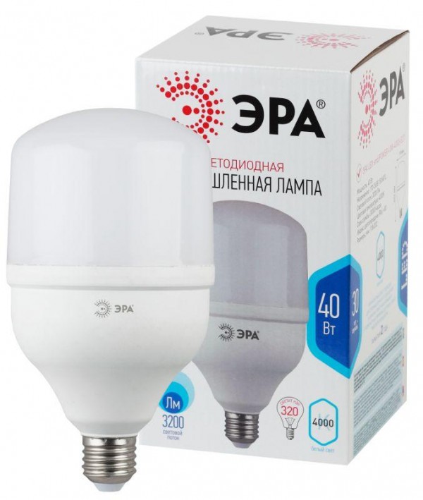  Лампа светодиодная высокомощная POWER 40W-4000-E27 3200лм ЭРА Б0027005 
