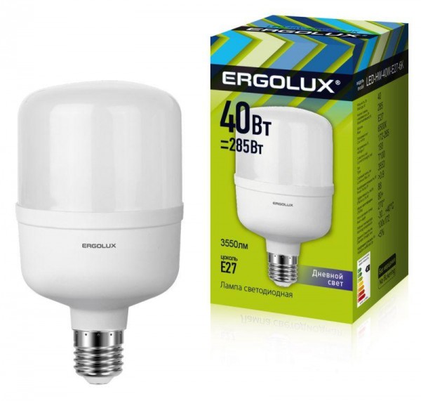  Лампа светодиодная LED-HW-40W-E27-6K 40Вт E27 6500К 172-265В Ergolux 13555 