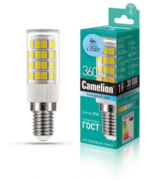  Лампа светодиодная LED4-S105/845/E14 4Вт 220В Camelion 13156 