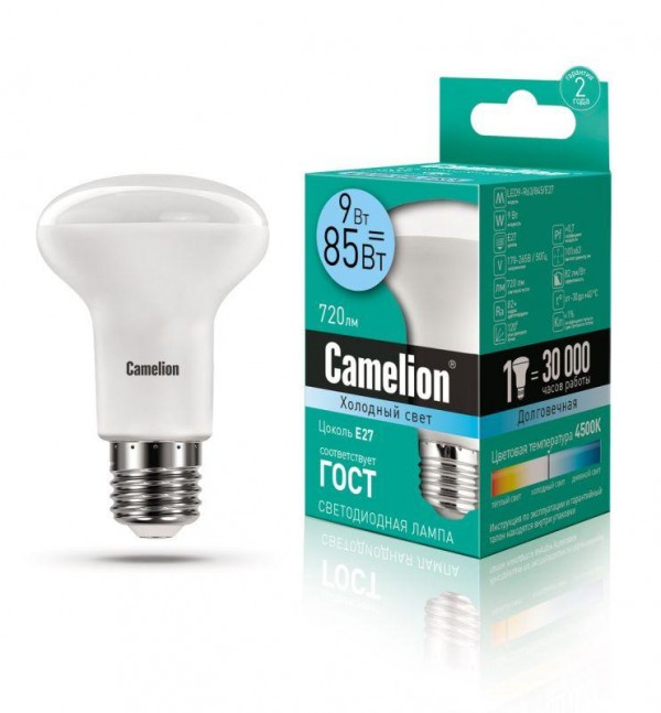 Лампа светодиодная LED9-R63/845/E27 9Вт 220В Camelion 13475 