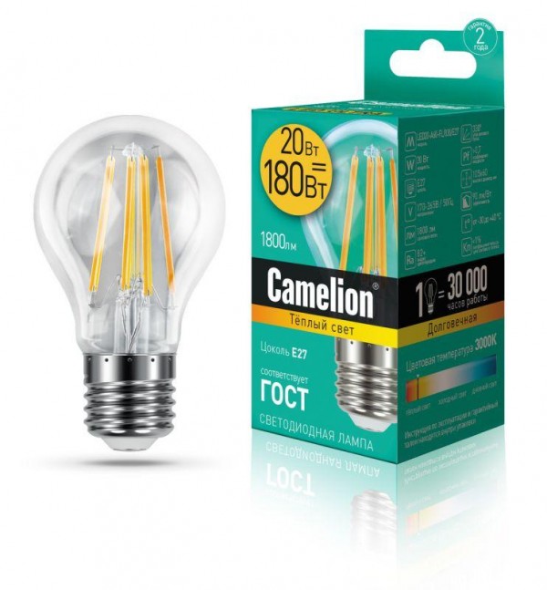  Лампа светодиодная LED20-A60-FL/830/E27 20Вт 220В Camelion 13718 