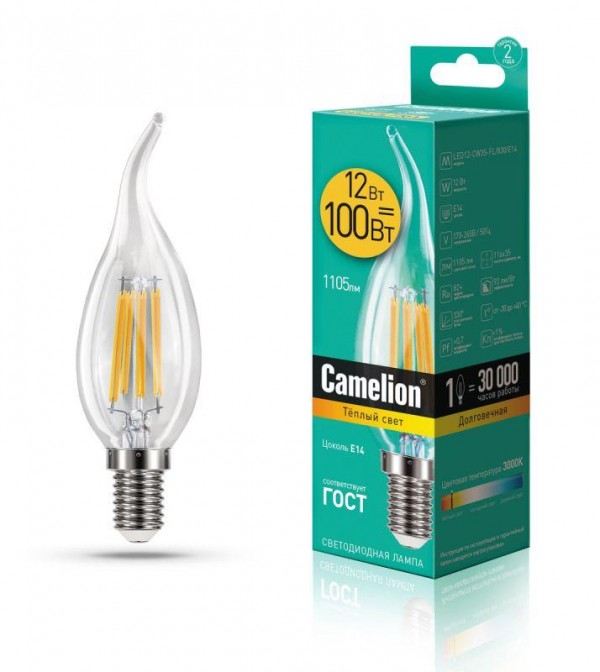  Лампа светодиодная LED12-CW35-FL/830/E14 12Вт 220В Camelion 13710 