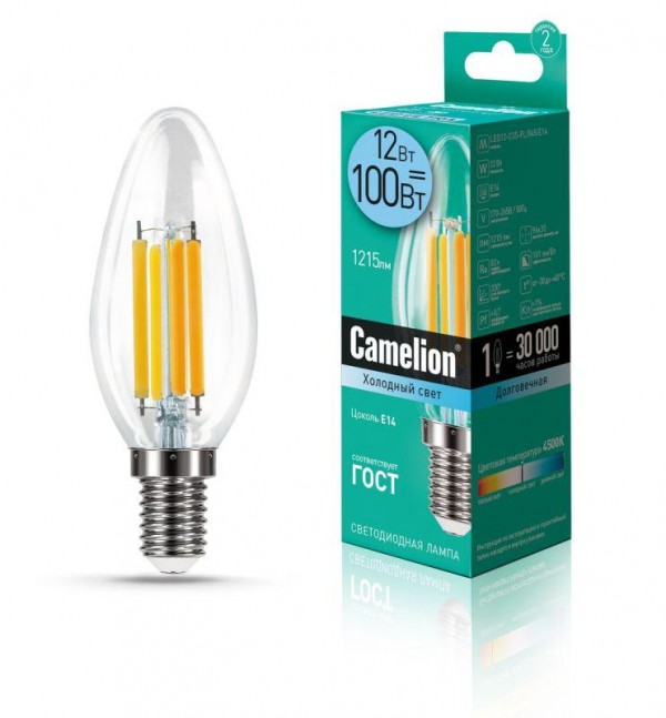  Лампа светодиодная LED12-C35-FL/845/E14 12Вт 220В Camelion 13709 
