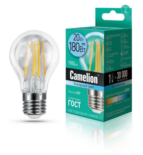  Лампа светодиодная LED20-A60-FL/845/E27 20Вт 220В Camelion 13719 