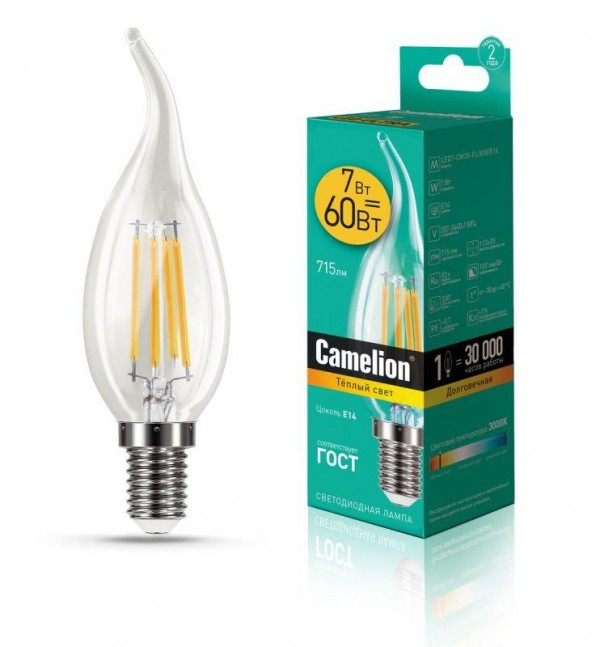  Лампа светодиодная LED7-CW35-FL/830/E14 7Вт 220В Camelion 13454 