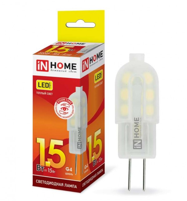  Лампа светодиодная LED-JC-VC 1.5Вт 12В G4 3000К 135лм IN HOME 4690612019772 