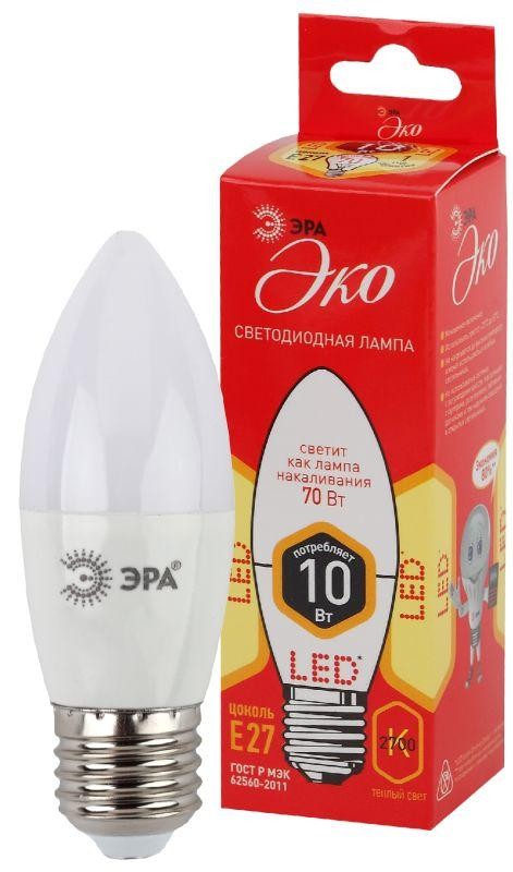  Лампа светодиодная ECO LED B35-10W-827-E27 ЭРА Б0032962 