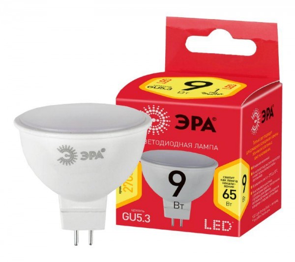  Лампа светодиодная ECO LED MR16-9W-827-GU5.3 ЭРА Б0032972 