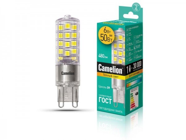  Лампа светодиодная LED6-G9-NF/830/G9 6Вт 220В Camelion 13706 