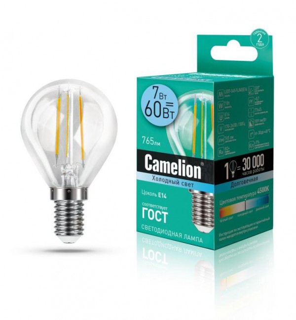  Лампа светодиодная LED7-G45-FL/845/E14 7Вт 220В Camelion 13458 