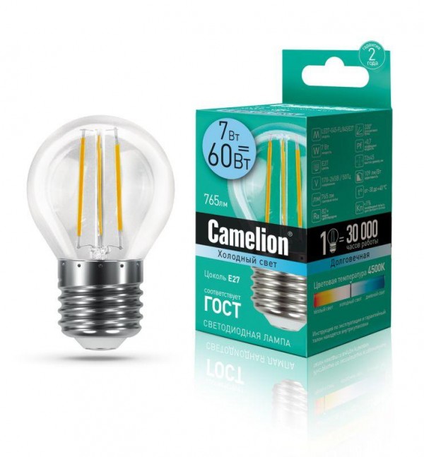  Лампа светодиодная LED7-G45-FL/845/E27 7Вт 220В Camelion 13459 
