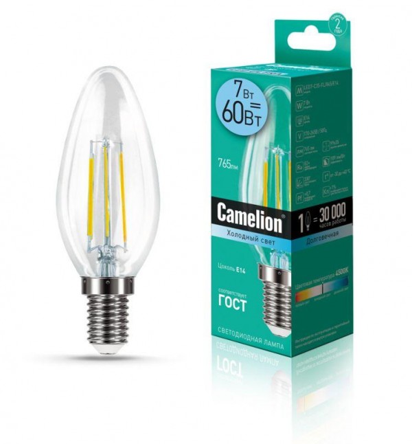  Лампа светодиодная LED7-C35-FL/845/E14 7Вт 220В Camelion 13453 