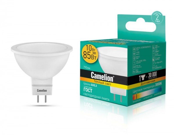  Лампа светодиодная LED10-JCDR/830/GU5.3 10Вт 220В Camelion 13684 
