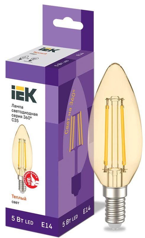  Лампа светодиодная 360° C35 5Вт свеча 2700К E14 230В золото IEK LLF-C35-5-230-30-E14-CLG 