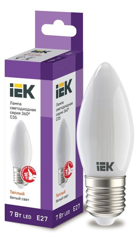  Лампа светодиодная 360° C35 7Вт свеча 3000К E27 230В мат. IEK LLF-C35-7-230-30-E27-FR 