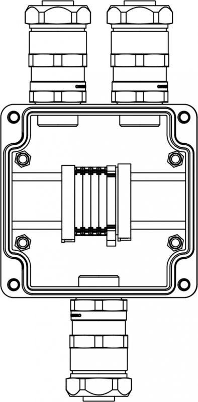  Коробка клеммная Ex из GRP; 1Ex e IIC T5 Gb IP66; клеммы 4кв.мм - 5шт.; А/C: ввод D10.5-18мм под небронированный кабель в металлорукаве Dt20мм. Ni - 3шт. DKC 1231.031.20.001 
