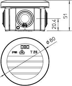  Коробка распределительная 80х51мм T 25 F OBO 2007312 