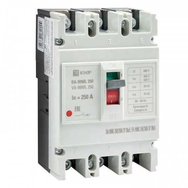  Выключатель автоматический 3п 250/250А 20кА ВА-99МL Basic EKF mccb99-250-250mi 