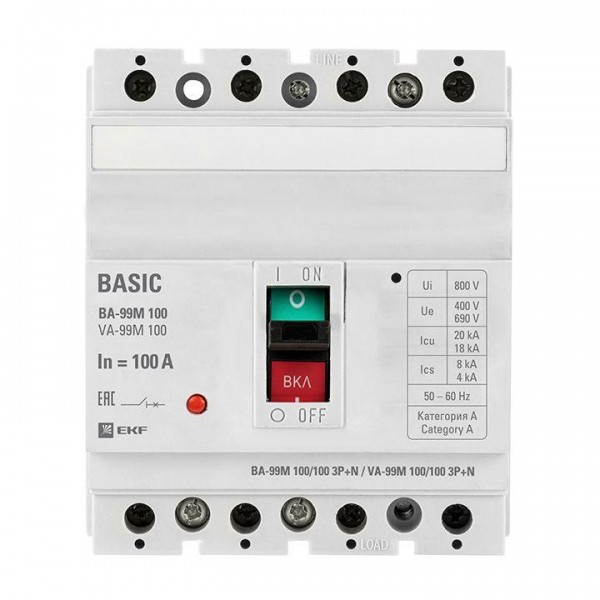  Выключатель автоматический 3п+N 100/100А 35кА ВА-99М PROxima EKF mccb99-100-100m-4P 