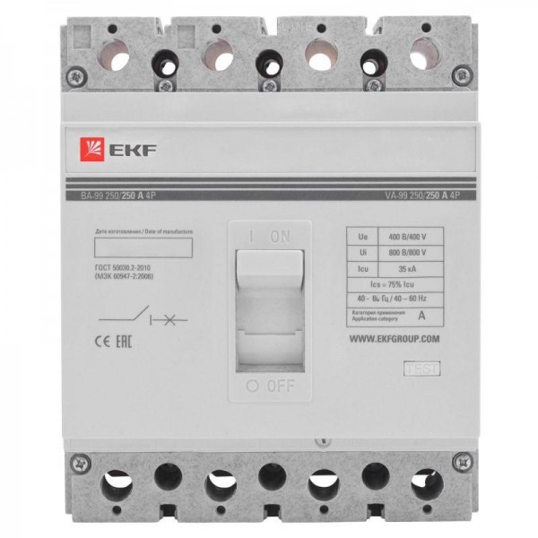  Выключатель автоматический 4п 250/250А 35кА ВА-99 PROxima EKF mccb99-250-250-4P 