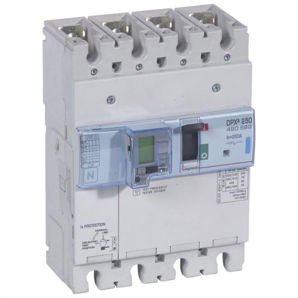  Выключатель автоматический дифференцированного тока 4п 250А 70кА DPX3 250 электрон. расцеп. с изм. блоком Leg 420689 