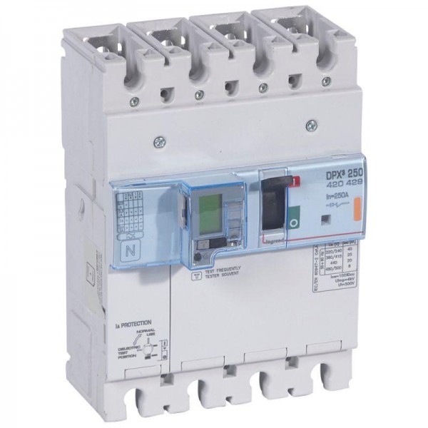  Выключатель автоматический дифференцированного тока 4п 250А 25кА DPX3 250 электрон. расцеп. с изм. блоком Leg 420429 