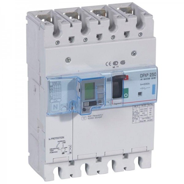  Выключатель автоматический дифференцированного тока 4п 200А 70кА DPX3 250 термомагнитн. расцеп. Leg 420628 