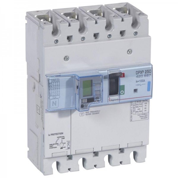  Выключатель автоматический дифференцированного тока 4п 100А 70кА DPX3 250 электрон. расцеп. с изм. блоком Leg 420687 
