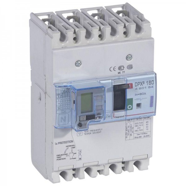 Выключатель автоматический дифференцированного тока 4п 80А 50кА DPX3 160 термомагнитн. расцеп. Leg 420154 
