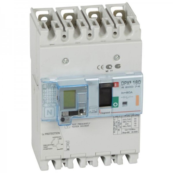  Выключатель автоматический дифференцированного тока 4п 80А 25кА DPX3 160 термомагнитн. расцеп. Leg 420074 