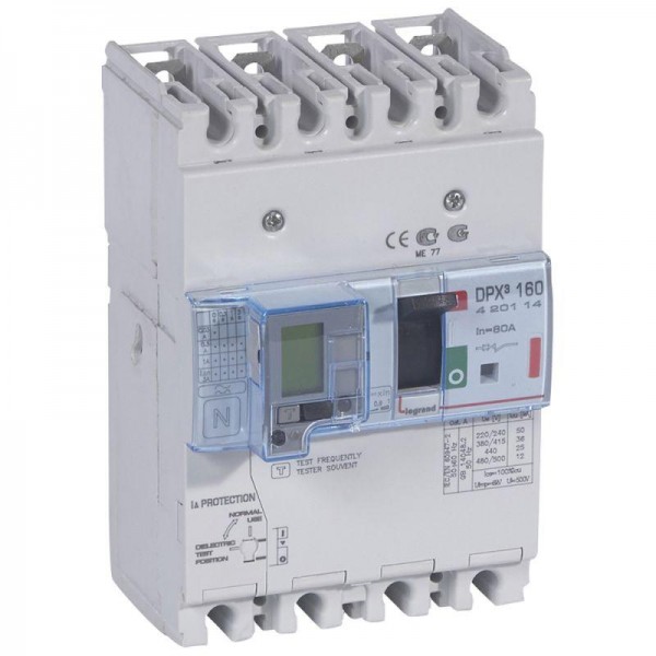  Выключатель автоматический дифференцированного тока 4п 80А 36кА DPX3 160 термомагнитн. расцеп. Leg 420114 