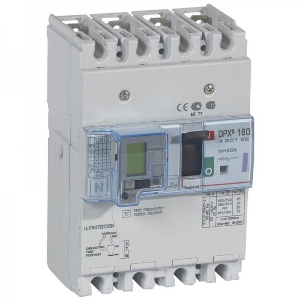  Выключатель автоматический дифференцированного тока 4п 40А 50кА DPX3 160 термомагнитн. расцеп. Leg 420152 