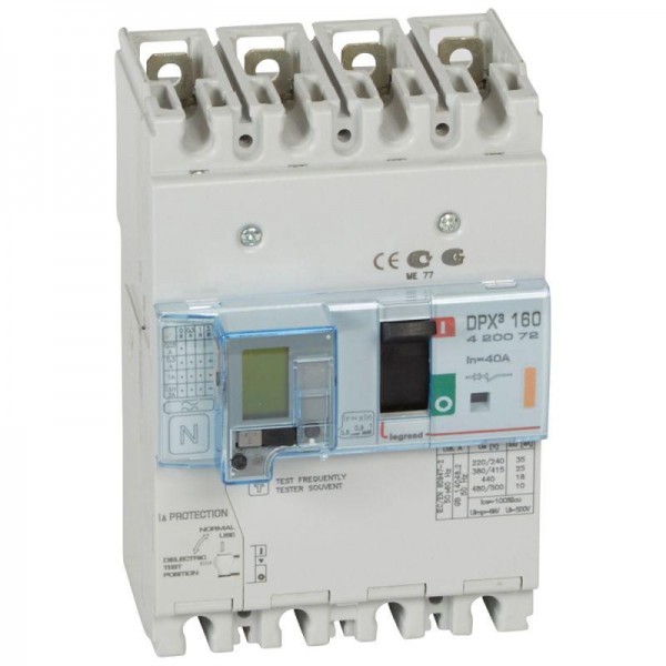  Выключатель автоматический дифференцированного тока 4п 40А 25кА DPX3 160 термомагнитн. расцеп. Leg 420072 