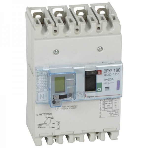  Выключатель автоматический дифференцированного тока 4п 25А 50кА DPX3 160 термомагнитн. расцеп. Leg 420151 