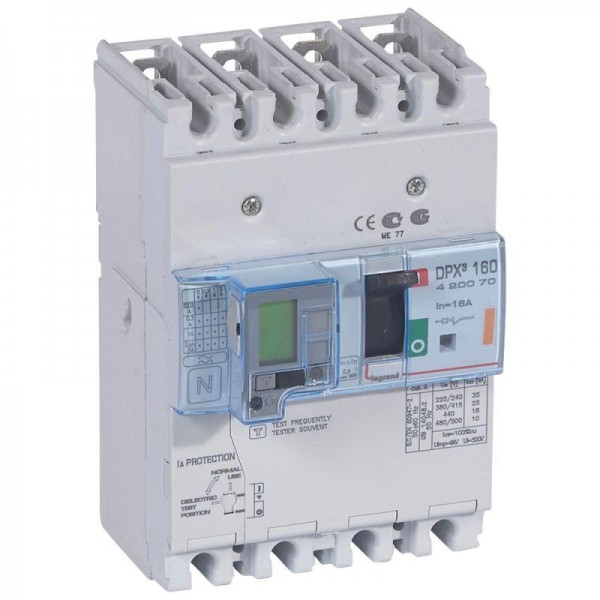  Выключатель автоматический дифференцированного тока 4п 16А 25кА DPX3 160 термомагнитн. расцеп. Leg 420070 