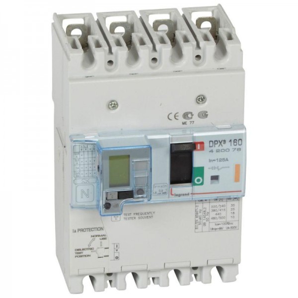  Выключатель автоматический дифференцированного тока 4п 125А 25кА DPX3 160 термомагнитн. расцеп. Leg 420076 