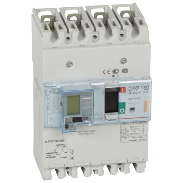  Выключатель автоматический дифференцированного тока 4п 100А 25кА DPX3 160 термомагнитн. расцеп. Leg 420075 